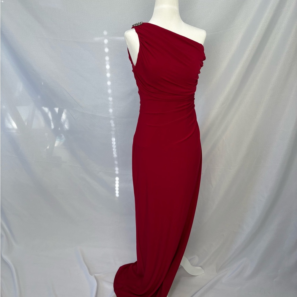 Ralph Lauren One-Shoulder Red Evening Gown